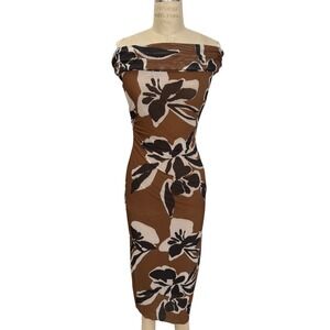 Cleobella Dress Size S Cordelia Off the Shoulder Maxi Floral Print Brown NEW